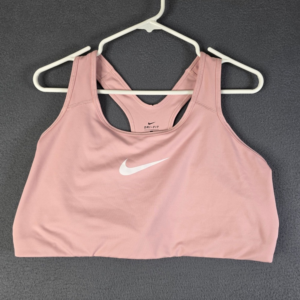 Nike Sports Bra Womens 2X Pink Dri-Fit Racerback Swoosh